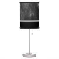 Smoky Black Marble Silver Gray Trim Table Lamp