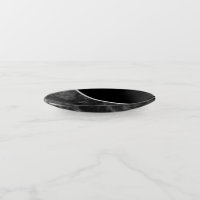 Smoky Black Marble Silver Trim Round Soap Dish