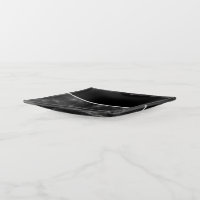 Smoky Black Marble Silver Trim Soap Dish