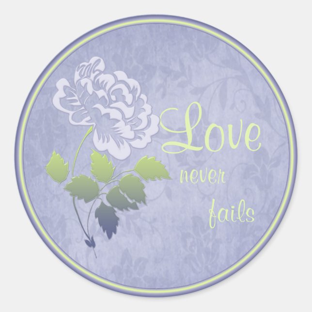 Smoky Blue and Green Floral 1.5" Wedding Sticker (Front)