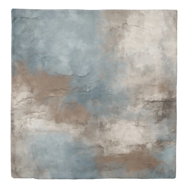 Smoky Blue Brown Beige Rustic Abstract Duvet Cover (Front)