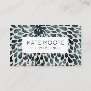 Smoky Blue Gray Pattern Interior Designer Business Card