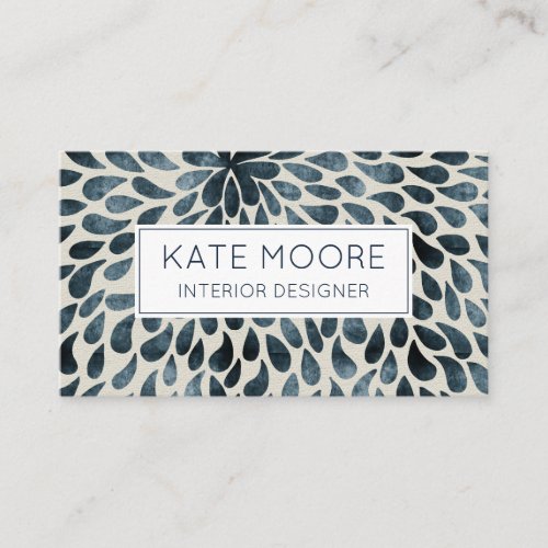 Smoky Blue Gray Pattern Interior Designer Business Card