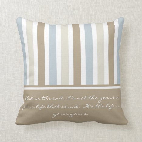 Smoky Blue Gray, Tan, and Brown Stripes Pattern Throw Pillow