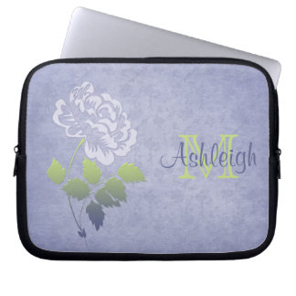 Smoky Blue Green Peony Damask Laptop Sleeve