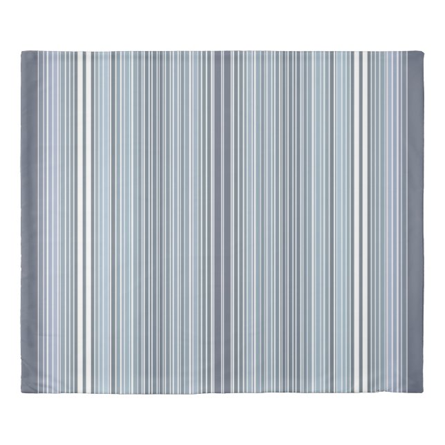 Smoky Blue Lavender Stripes Duvet Cover (Front)