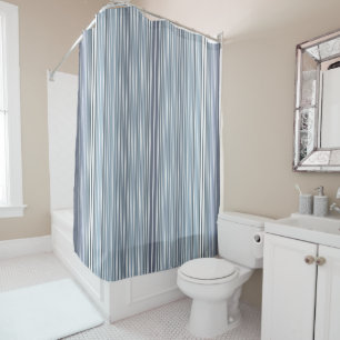 Smoky Blue Lavender Stripes Shower Curtain