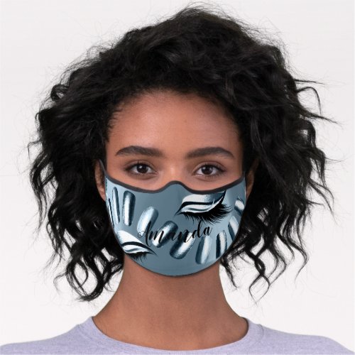 Smoky Blue Nails Artist Manicure Lashes Makeup Nam Premium Face Mask