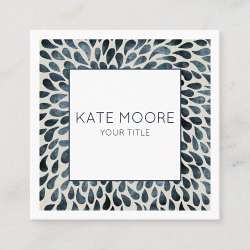 Smoky Blue Tie dye Teardrop Pattern Professional Square Business Card