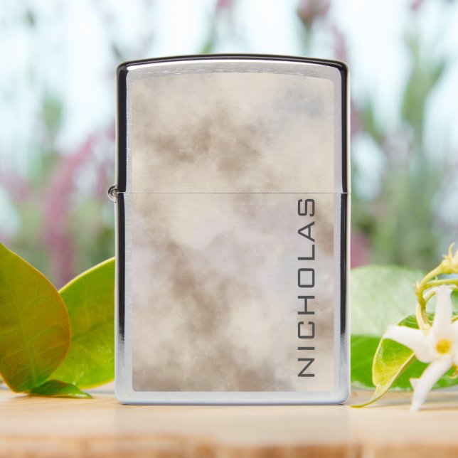 Smoky Custom Name Zippo Lighter (On Table)