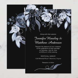 Smoky Gray Black White Watercolor Invitations