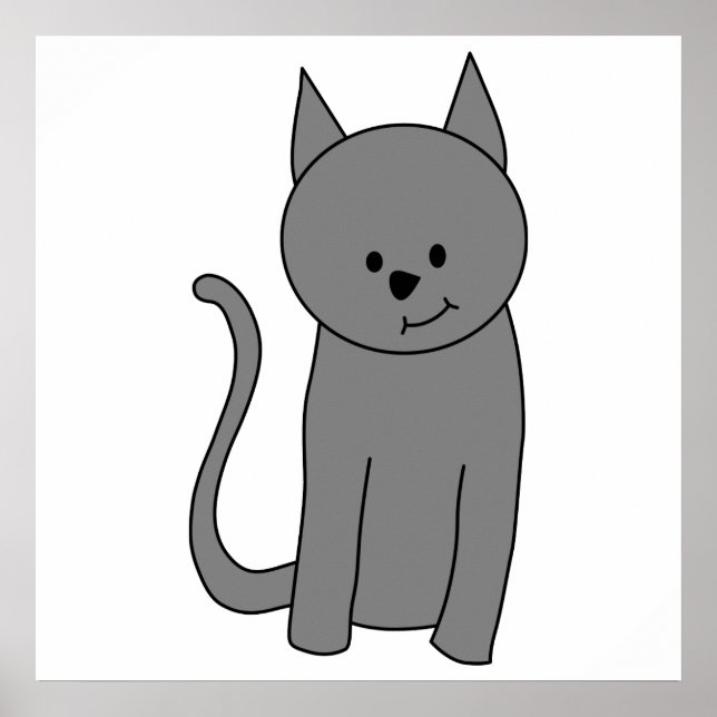 Smoky gray cat cartoon poster (Front)
