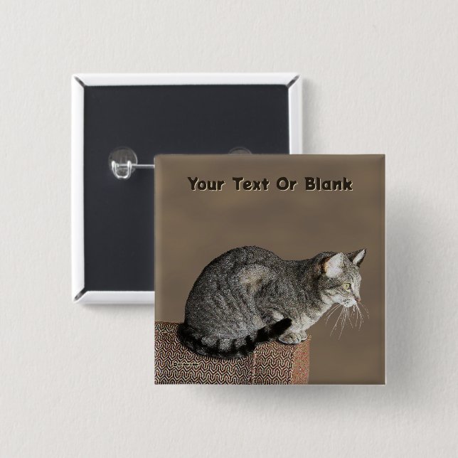 Smoky Gray Tabby Cat Button (Front & Back)