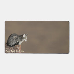 Smoky Gray Tabby Cat Desk Mat