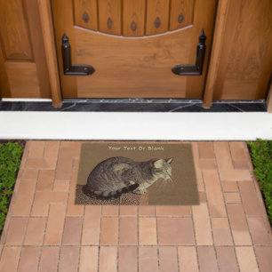 Smoky Gray Tabby Cat Fiber Doormat
