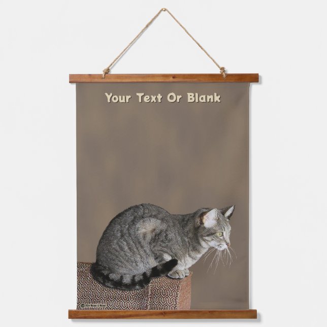 Smoky Gray Tabby Cat Hanging Tapestry (Front)