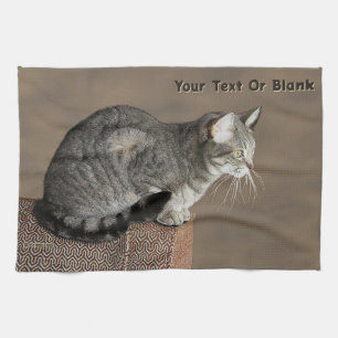 Smoky Gray Tabby Cat Kitchen Towel
