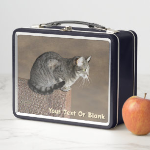 Smoky Gray Tabby Cat Metal Lunch Box