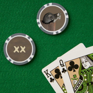 Smoky Gray Tabby Cat Poker Chips