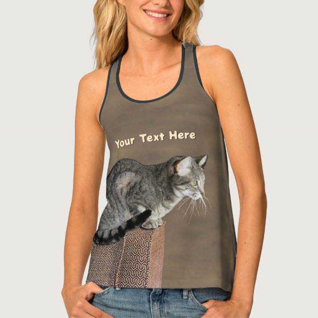 Smoky Gray Tabby Cat Tank Top (Front)