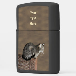 Smoky Gray Tabby Cat Zippo Lighter