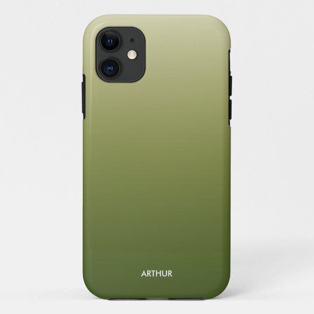 Smoky Green Gradient Ombre Personalized Case-Mate iPhone Case (Back)