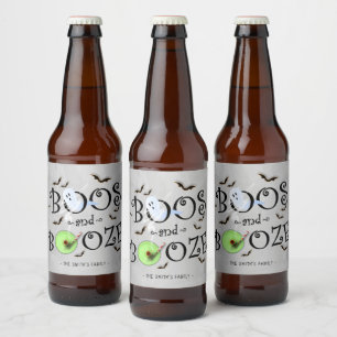 Smoky Grey Boos & Booze Halloween Party Beer Bottle Label