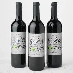 Smoky Grey Boos & Booze Halloween Party Wine Label