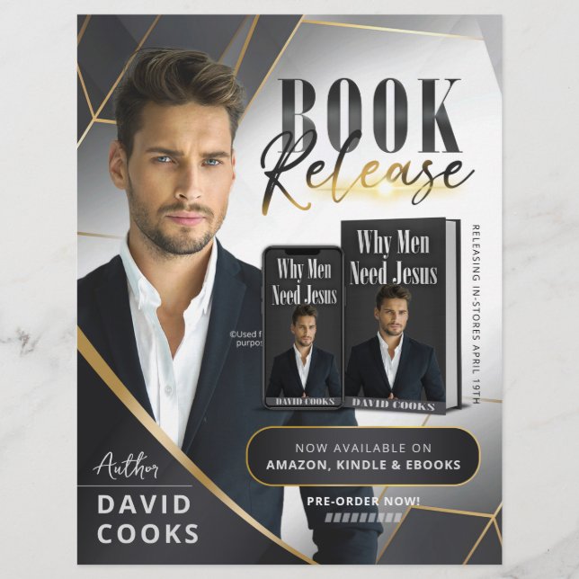 Smoky Grey & Gold Lines Book Launch Release  Flyer (Front)