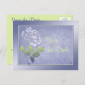 Smoky Heather Blue and Green Floral Save the Date Announcement Postcard (Front/Back)
