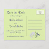 Smoky Heather Blue and Green Floral Save the Date Announcement Postcard (Back)