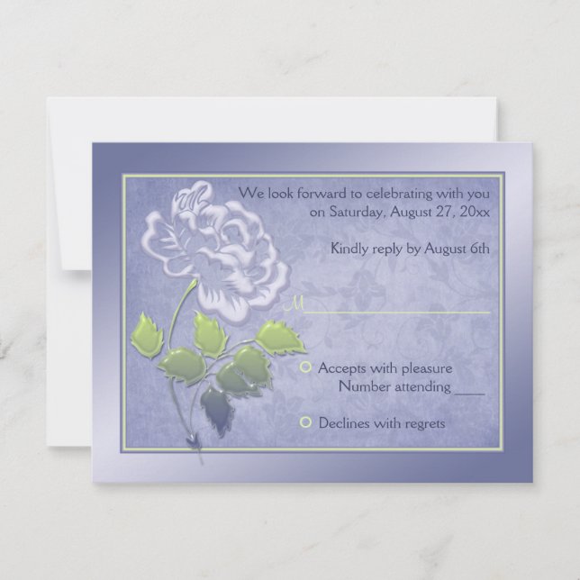 Smoky Lavender Peony with Green Reply Card (Front)