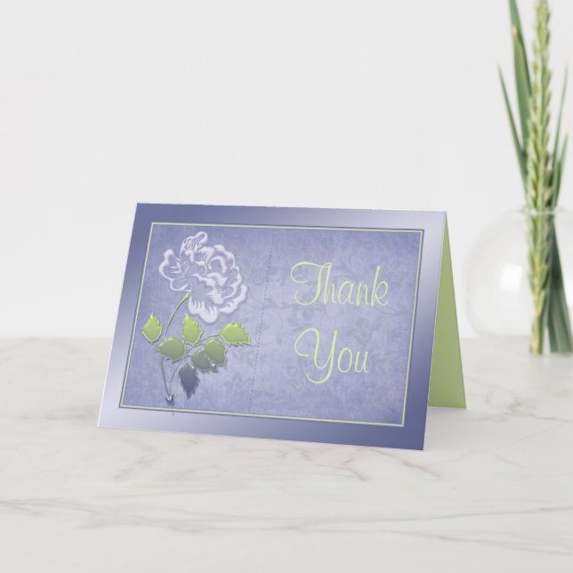 Smoky Lavender Peony with Green Thank You Card (Front)