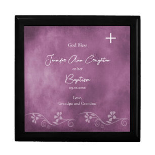 Smoky Magenta Orthodox Baptism Keepsake Box Gift