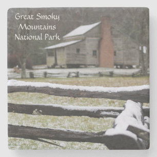 Smoky Mountain Cades Cove Snow Stone Coaster