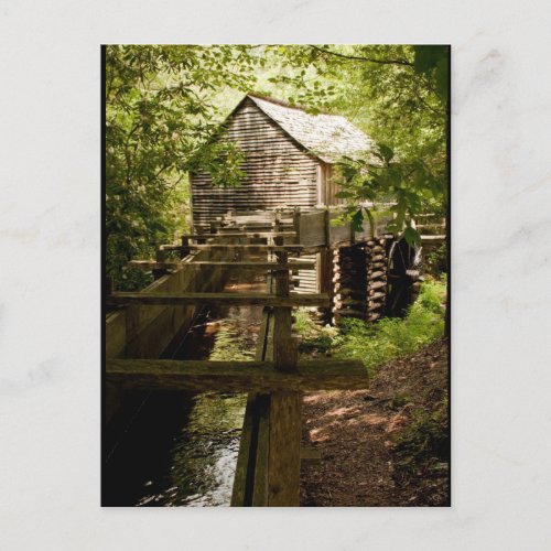 Smoky Mountain Mill and Waterwheel Photo Postcard