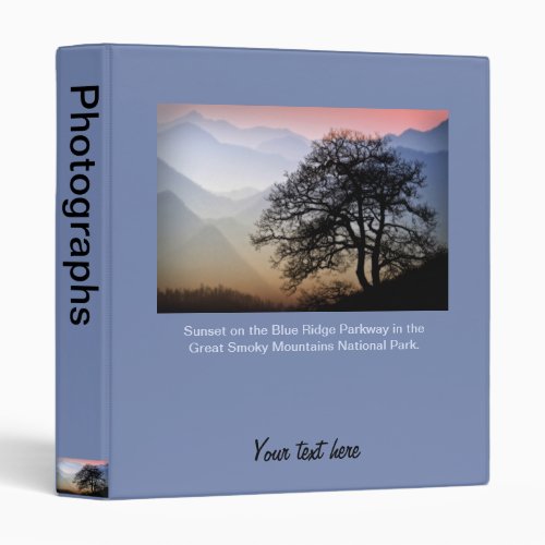 Smoky Mountain Sunset from the Blue Ridge Parkway 3 Ring Binder