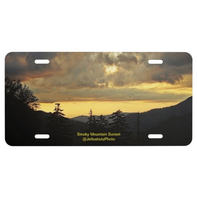 Smoky Mountain Sunset License Plate (Front)