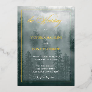 Smoky Mountain Wedding  Foil Invitation