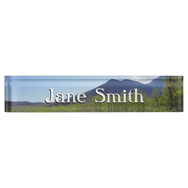 Smoky Mountains in Spring Landscape Desk Name Plate (Front)