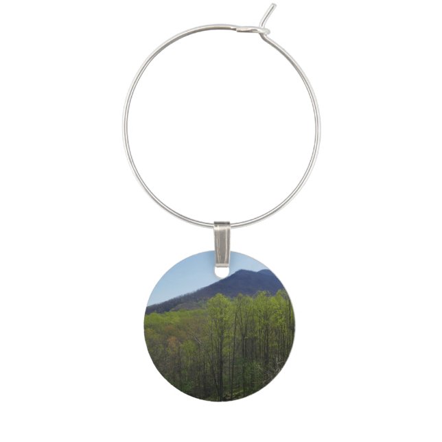 Smoky Mountains in Spring Landscape Wine Charm (Front)