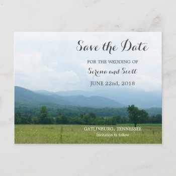 Smoky Mountains Save The Date Postcard by marlenedesigner at Zazzle