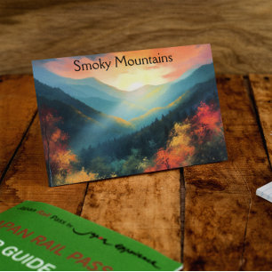 Smoky Mountains Sunset Scenic Art Postcard