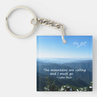Smoky Mountains w/snow Mtns calling Template Keychain