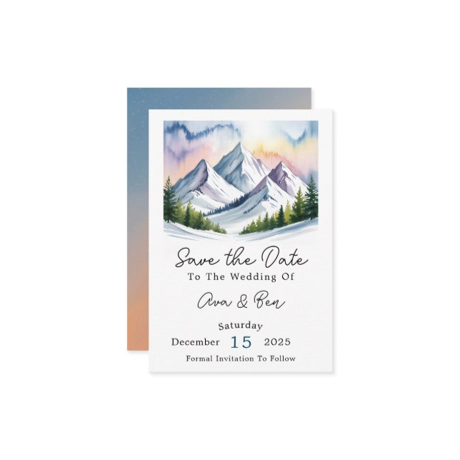 Smoky Mountains Winter Wedding Save The Date (Front/Back In Situ)