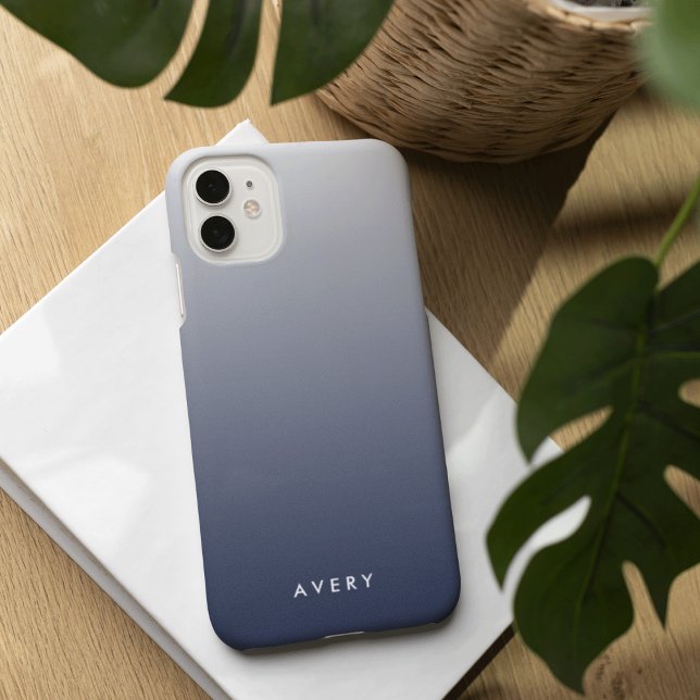 Smoky Navy & Gray Gradient Ombre Personalized Case-Mate iPhone Case (Creator Uploaded)