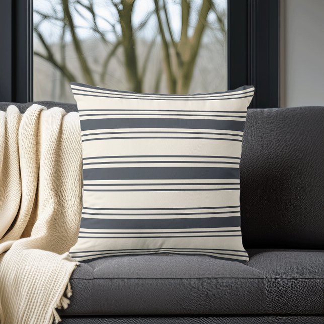 Smoky Navy Stripe Throw Pillow (Creator Uploaded)