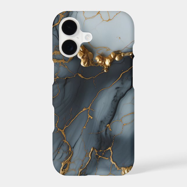 Smoky Onyx Marble with Golden Veins iPhone Case (Back)