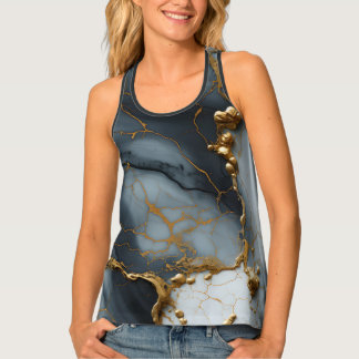 Smoky Onyx Marble with Golden Veins Tank Top