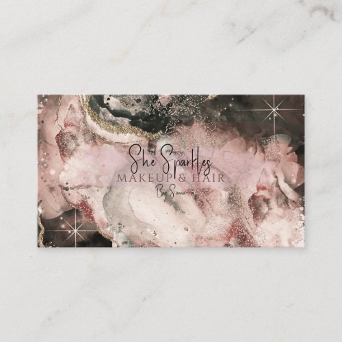 Smoky Pink Watercolor Cosmic Galaxy Sparkle Beauty Business Card